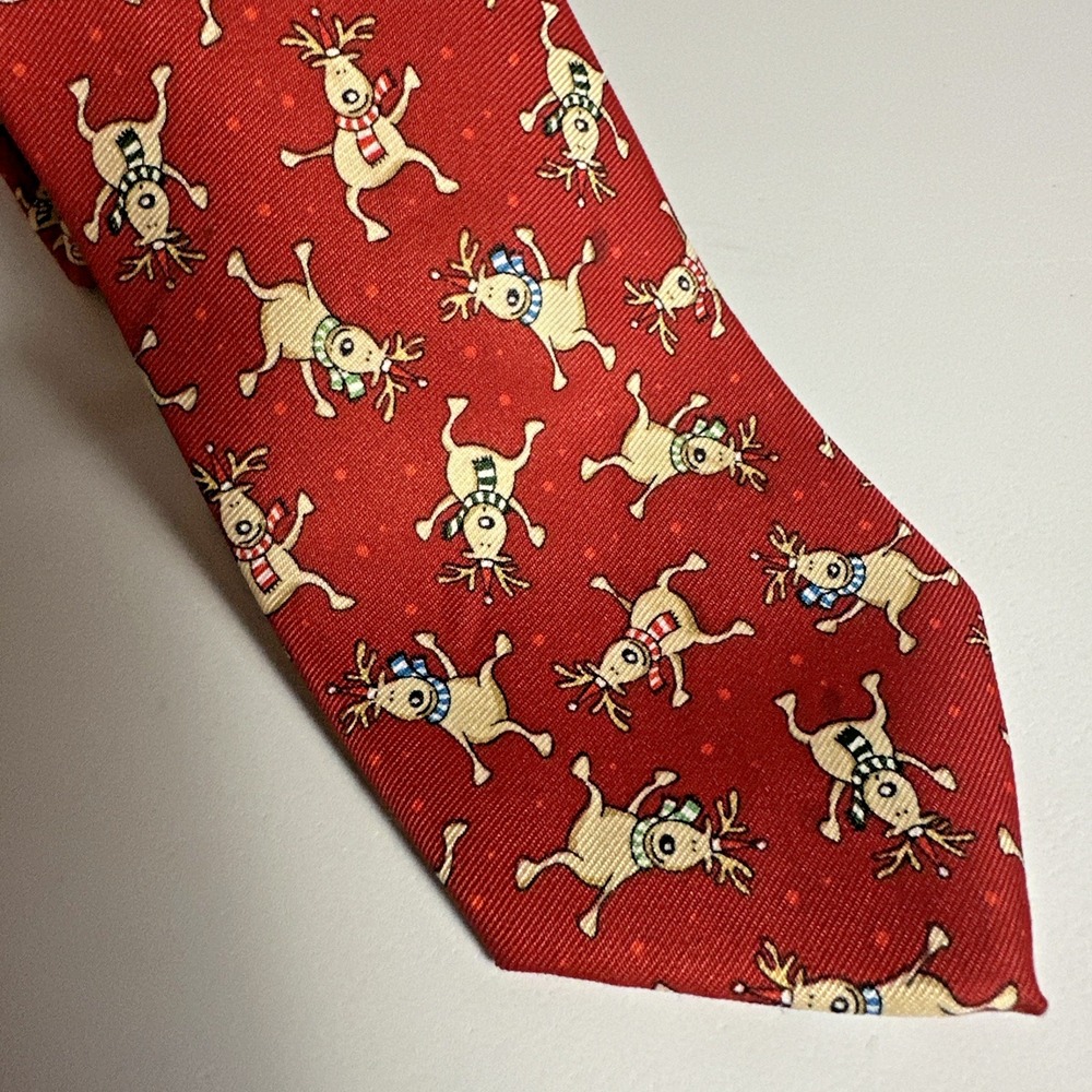 Christmas Reindeer Novelty Tie Wembley Red Whimsical Holiday Preppy Necktie Fun